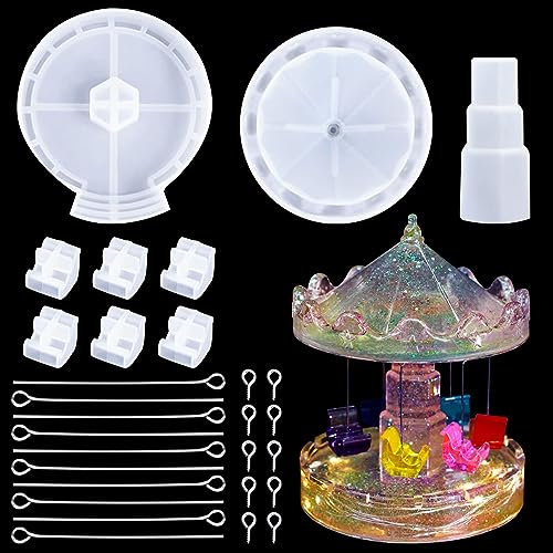 DeryArcle Fliegende Stuhl Silikonformen Epoxidharz formen Karussell Gießformen Schaukel Harzform Kristall 3D für DIY Desktop Drehstuhl Ornamente Dekoration Geschenk