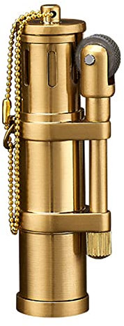 BAILEYU Encendedores a Prueba de Viento de Bronce Vintage Mechero de Rueda de Pedernal Más Ligero Fuego Recargable Metal Accesorios para Fumar Cigarros Regalo para Hombre, Dorado