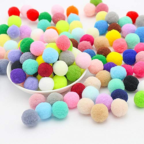 25mm ca. 36 Stück Bunte Mini Pompons zum Basteln filzkügelchen Bunt pom pom Bälle Kleine Bommeln Flauschigen Plüschbälle für Dekorieren Verzieren Nähen DIY Kreativen Handwerk,Bunt
