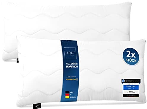 LILENO HOME Kopfkissen 40x80 cm [2er Set] mit 650g Kissen-Füllung - Bett oder Deko Kissen mit Reißverschluss zum Anpassen - Waschbar bis 95° - Sofa-Kissen & Zierkissen für Couch/Bett