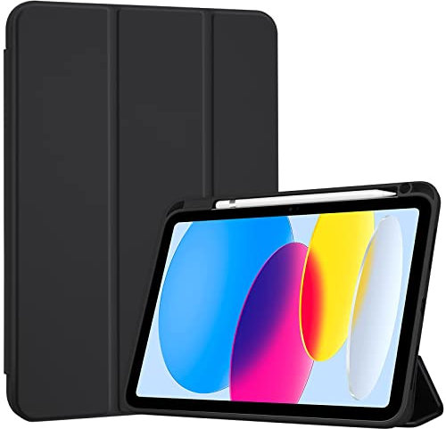 ProCase Funda para iPad 10ª Gen 2022 10,9 (A2696 A2757 A2777) y iPad (A16) 11ª Gen 11 2025 (A3355 A3356), Capa Protectora Ultra Delgada Smart Folio con Soporte y Auto-Sueño/Activación - Noche Oscura