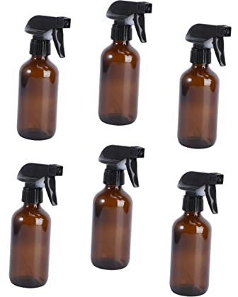 minkissy Botellas de spray de limpieza, botella de spray de vidrio ámbar, contenedores de vidrio, botellas de solución de limpieza, botella pulverizadora, botella rellenable, contenedor dispensador de