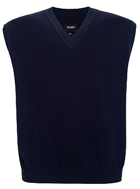 Krumba Uomini Maglione Gilet per più Misurare: Grande Alto V Collo Senza Maniche Lavorare Maglia Cotone Maglione Marina 4XL