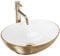 Rea Aufsatzwaschbecken Sofia Brush Gold Waschtisch Handwaschbecken Waschschale Waschbecken für Badezimmer aus hochwertiger Keramik 410 x 345 x 150 mm (Gold/weiß)
