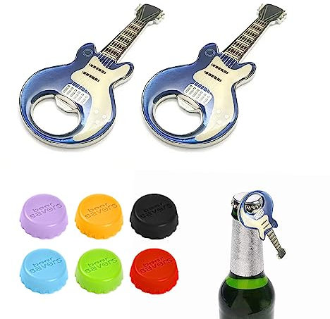 2 apribottiglie per chitarra con 6 tappi per bottiglie di vino, apribottiglie magnetiche per chitarra, apribottiglie per birra portatili, adatti per bottiglie di coca cola, bottiglie di birra