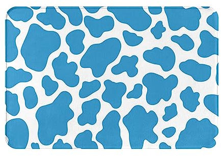 Blaue Kuhfell-Muster-Fußmatte, Badematte, rutschfeste Bodenmatte, weiche Badezimmerteppiche, saugfähige Badezimmerunterlage, 40 x 60 cm