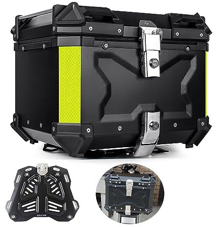 Motorrad Topcase Alu Reisen Motorradkoffer Helmkoffer Wasserdicht Top Case Gepäckträger Koffer 45L 55L 65L 80L 100L Heckkasten Aufbewahrungsbox Für Roller, Mofa, Quad, Mit Platte ( Color : Black , Siz
