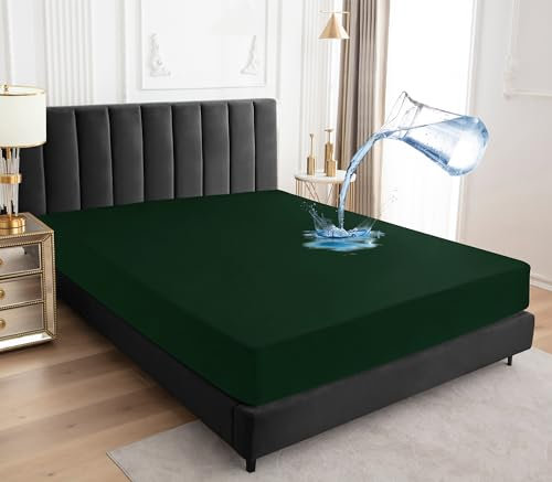 Wasserdichter Matratzenschoner 90x200cm Spannbettlaken, Atmungsaktive Matratzenbezug Wasserundurchlässiger Matratzen-Schutz Nässeschutz Spannbetttücher - Grün