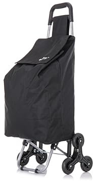 ATX Premium 59L Stair Climber Shopping Trolley Lightweight Hard Wearing & Foldaway Trendy Folding/Collapsible Push/Pull Carts for Easy Storage with 6 Wheels (59L, Plain Black)