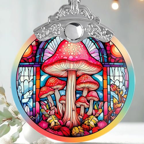 Buntglas-Weihnachtsschmuck, Jocidea Pilz-Weihnachtsdekoration, Weihnachtsbaumschmuck, Pilzliebhaber, Urlaubsdekoration und Weihnachtsgeschenkideen