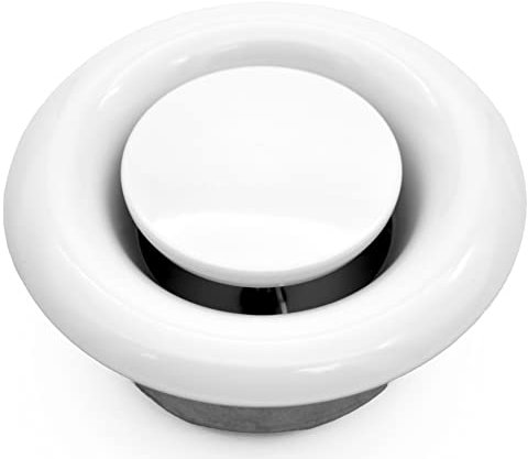 H&C VENT verstellbares Tellerventil - runde Stahl Abdeckung & Belüftung mit verstellbarem Diffusor - Lüftungsrohr Ventil & Lüftungsgitter Abzug, Abluftroh (Abluft I Metall I Weiß, Ø 200 mm)