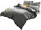 Sonive Deluxe Mikrofaser Bettbezug-Set mit Kissenbezug – Bettwäsche 200x200cm/ Kissenhülle 80x80cmx2, Dunkelgrau