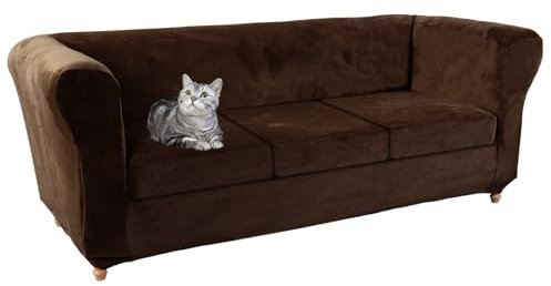 ZYBSLCSY Chesterfield Stretch-Sofabezug1 2 3 Stück, Couchbezug Für Wohnzimmer, Weich, rutschfest, Möbelschutz, Weicher Und Luxuriöser Samt (Sofa+3 Small Seats,Coffee)