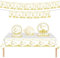 54 Pcs Ramadan Kareem Tableware Set,White Gold Moon&Star Ramadan Decorations for Home Including 1P Table Cloth,32P Paper Plates,20P Napkins and 1 Set Ramadan Kareem Banner for Ramadan Table Decors