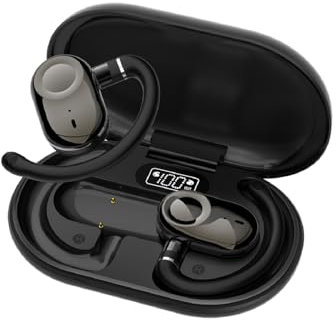 Xmenha OWS Wireless Sports Over Ear Bone Conduction Headphones, Black, Bluetooth 5.4, 20Hrs Playtime, IPX5 Waterproof, For Runners & Gym, TWS Earbuds with Mic