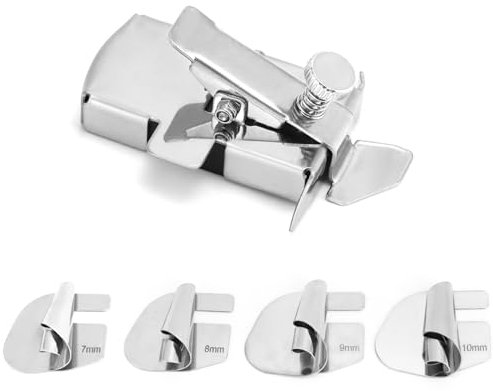 QWORK® Lot de 5 Machines à Coudre Pied-de-biche pour Ourlet roulé avec Guide de Couture magnétique, Acier Inoxydable, Pied-de-biche pour Ourlet roulé 7/8/9/10 mm