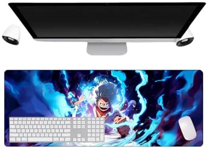 One Piece Luffy Anime Tapis de Souris XL, 800 x 300mm, Tapis de Souris de Jeu imperméable et Base de 3mm en Caoutchouc antidérapant Surface texturé