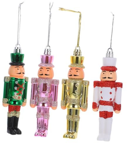 PRETYZOOM 4pièces Casse-Noisette Decoration De Noel Plastique Lot de Figurations Suspendues pour Decorer Sapin Noel Maison Hotel Restaurant