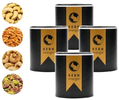 KERNenergie Nüsse Probierpaket - Walnüsse natur, geröstete Cashews, naturbelassene Cashewkerne und geröstete Pistazien im Vorteilspack - frische Nussmischung Geschenkidee - 4x 200g