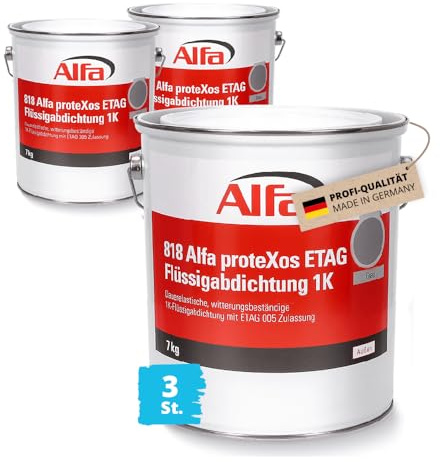 21 kg Alfa proteXos ETAG Flüssigabdichtung 1K silbergrau – Dachabdichtung | Profi-Qualität - UV- und witterungsbeständig - wasserdampfdiffusionsfähig - Made in Germany