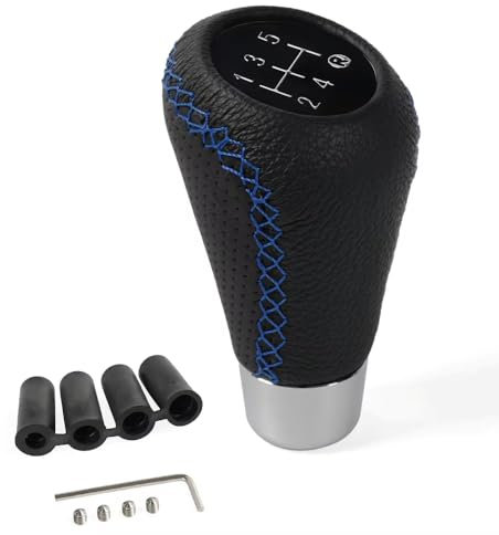 YJTYC Auto Schaltknauf für Mitsubishi Mirage Colt, 5 Gang Schaltknaufkopf Automatik Schalthebel Handball Abdeckung Ersatz 4 Adaptern,C/Black Blue Line