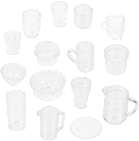 Abaodam Juego De Cocina Miniatura 15pcs Vajilla Decorativa para Casa De Muñecas Muebles Plásticos para Mini Casas