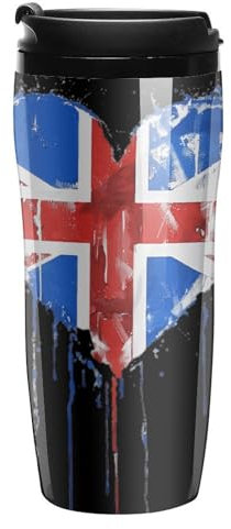 United Kingdom UK Flag Heart Printed Coffee Mugs Insulated Travel Mug Reusable Water Cup with Lid for Home Outdoor 9 OZ /12 OZ