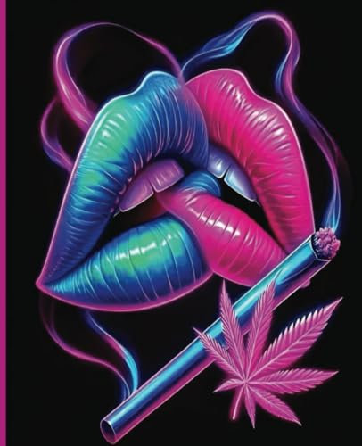 Pink Lips Blue Lips Marijuana Weed Smoke Notebook Journal 7.5 x 9.25 140 pages