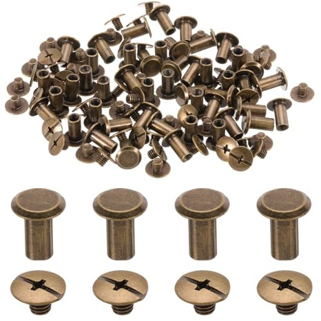 QUARKZMAN 50 Sets Chicago Binding Schrauben Nieten M5 x 10mm, Metall Buchschrauben mit Phillips Kopf für DIY Leder Gürtel Tasche Handwerk Buchbindung Dekoration (Bronze)