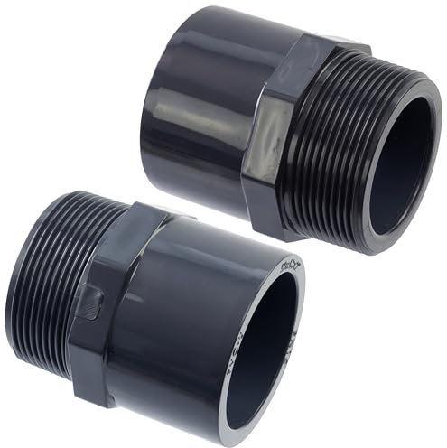 AERZETIX - K34449 - Juego de 2 racores de presión/reductores dobles - para encolar Ø63mm y Ø50mm - rosca macho 2 - en plástico - PN 10 - conector para tubos