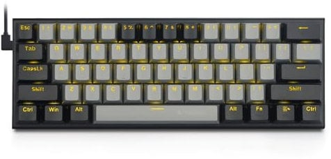 E-Yooso Z11 61 Tasten Mechanische Tastatur, Red Switches QWERTY Gaming-Tastatur Verdrahtet mit LED Hintergrundbeleuchtung, Ultra-kompakte 60-Prozent-Computertastatur für Windows (Grau Schwarz)