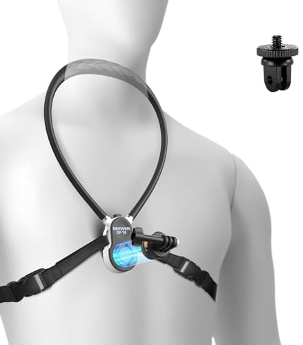 NEEWER GP-76 Magnetic Neck Mount Compatible with GoPro DJI Action Cameras, Quick Release Neck Holder with Air Cushion & Adjustable Chest Strap, Accessories Kit for POV Video Recording Vlogging