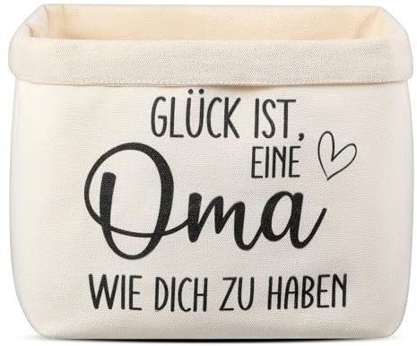 Xuniea Brotkorb Glück Ist, Eine Oma Wie Dich zu Haben Geburtstagsgeschenk Geschenke für Oma Brötchenkorb Brottasche Brotkorb Packwürfel aus Stoff Weihnachten Großmutter Geschenk(Weiß)