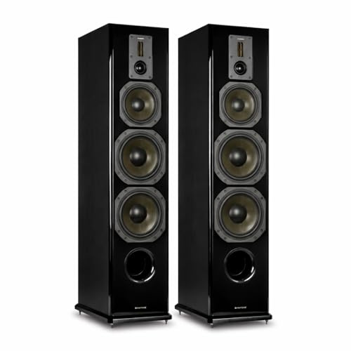 Dynavoice Definition DF-8II | Diffusori da Pavimento HiFi 3 Vie | Coppia | 2x8 Kevlar | 200W RMS | 94dB | X-Range | Bi-Wire Bi-Amp | Nero Lucido/Nero Opaco.