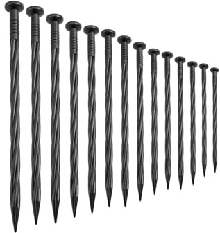 Gettimore Kunststoff-Nägel, 30 Stück, spiralförmige Nylon-Landschaftsspieße für Gartenbegrenzung, 20 cm, Schwarz