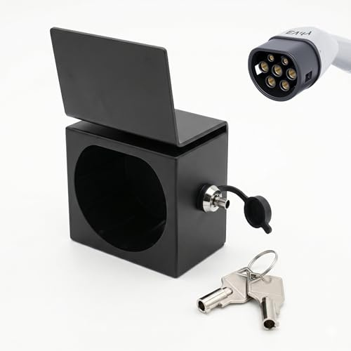 EVify Type 2 Wall Mount Lockable for Electric Car Charging Cable - Universal Theft Protection & Cable Holder for EV Plug - Robust Wallbox Cable Holder Including Lock & Mounting Material