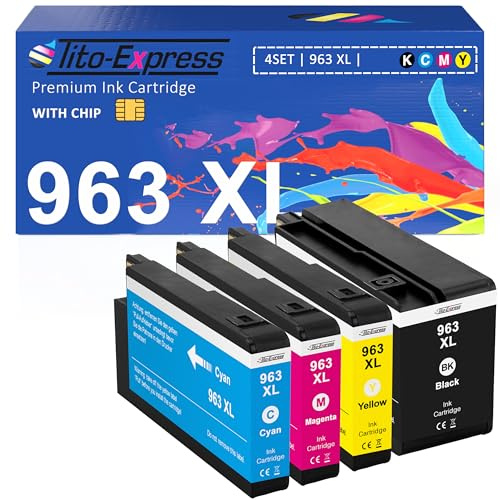 963XL Kompatibel für HP 963 Multipack Ersatz für 963 XL OfficeJet Pro 9010e 9012e 9014e 9015e 9016e 9018 9019e 9020e 9022e 9023 9025e Druckerpatronen Schwarz Cyan Magenta Gelb 4-Pack HP 963 XL