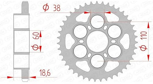 Stahl-Kettenrad AFAM 525-39Z (Silber)