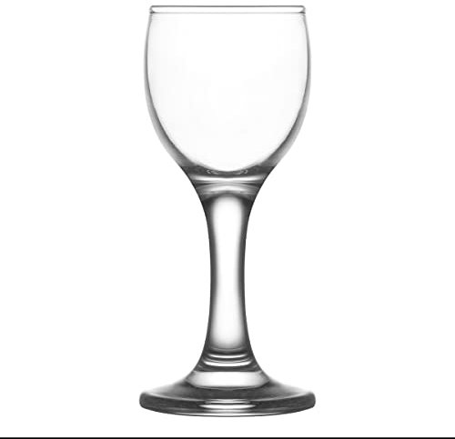 LAV 6X Clear 55ml Misket Sherry Glasses - Small Port Brandy Vodka Liqueur Dessert Wine Drinking Shot Glass Set with Stem