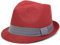 styleBREAKER Trilby Hut, Leichter Papierhut mit kontrastfarbigem Zierband, Unisex 04025002, Farbe:Rot/Dunkelgrau, Größe:S/M = 56 cm