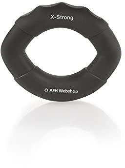 AFH Webshop Silikon Handtrainer und Fingertrainer | EasyFlex Premium Qualität | ergonomischer Fingertrainer Ring | Greifkraft Griffkraft Trainer (Länge: 10 cm, grau | sehr-stark)