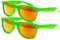 Ciffre 2 er Set EL-Sunprotect® Sonnenbrille Nerdbrille Brille Nerd Feuer Verspiegelt Grün