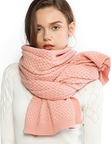 RIIQIICHY Grosse Echarpe Femme Hiver Chaud Grande Tricot Rose Echarpes Foulards Épaisses Longues Pashmina Châle Etole