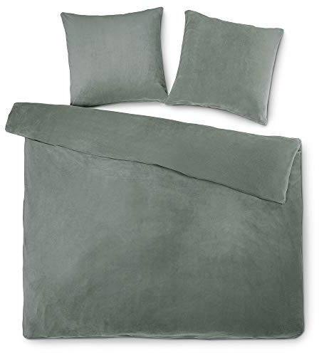 aqua-textil Feelwell Bettwäsche 200 x 220 cm 3teilig Coral Fleece Bettbezug Thermo Flausch grau