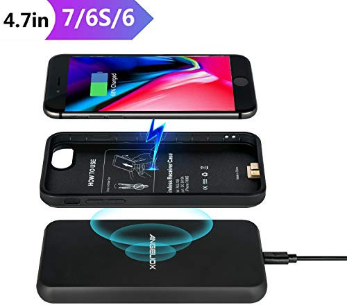 ANGELIOX Wireless Charger with Qi Wireless Charging Receiver Case for iPhone 7 /6S /6, 7.5W Charging Pad Compatible with iPhone XS MAX/XR/XS/X/8 Plus