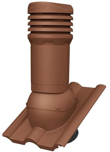 Parotec Isolierter Entlüftungskamin DN 125 mm für BRAAS - FRANKFURTER, BENDERS - MECKLENBURGER Dachziegel – gedämmter passiver Dachlüfter, verhindert Kondenswasser (RAL 8004 - Z