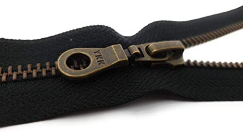 YKK teilbarer Reißverschluss aus Metall mit Zipper in antik Gold 580 Schwarz 40 cm