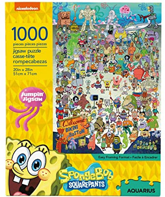 Aquarius Rompecabezas de Bob Esponja (1000 Piezas) – Producto Oficial de Bob Esponja y coleccionables – Libre de deslumbramiento – Ajuste de precisión – prácticamente sin Polvo – 50 x 60 cm
