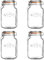 Kilner Square Clip Top Jar Set of 4, 1.5 Litre (1500ml) Airtight Glass Jars for Preserving Pickling and Pantry Storage BPA-Free Durable