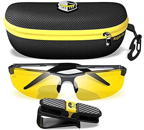 Nacnic BLUPOND Night Driving & Sports Glasses - HD Yellow Vision für maximale Klarheit - Unisex Visor - Titanium Frame